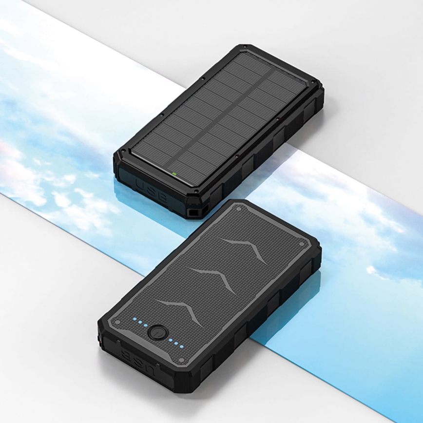 Päikesepaneeliga akupank koos taskulambiga 20000mAh 3,7V