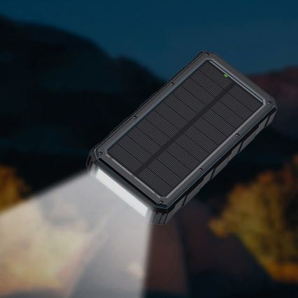Päikesepaneeliga akupank koos taskulambiga 20000mAh 3,7V