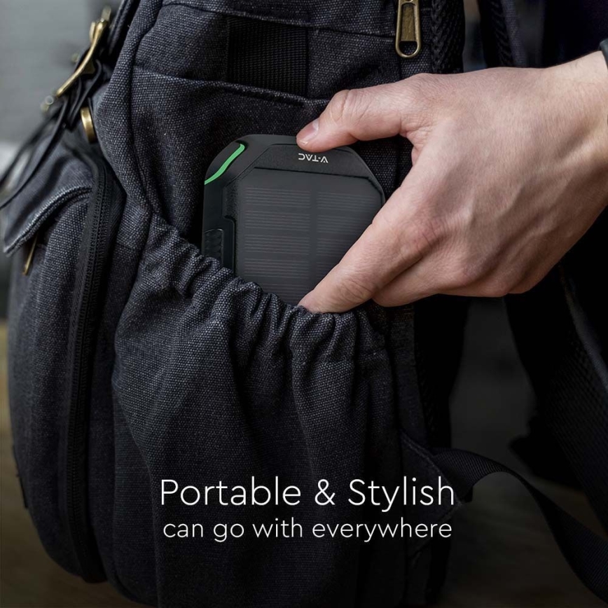 Päikesepaneeliga akupank koos taskulambiga Power Delivery 30000mAh/20W/5V must