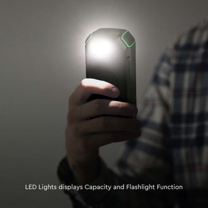 Päikesepaneeliga akupank koos taskulambiga Power Delivery 30000mAh/20W/5V must