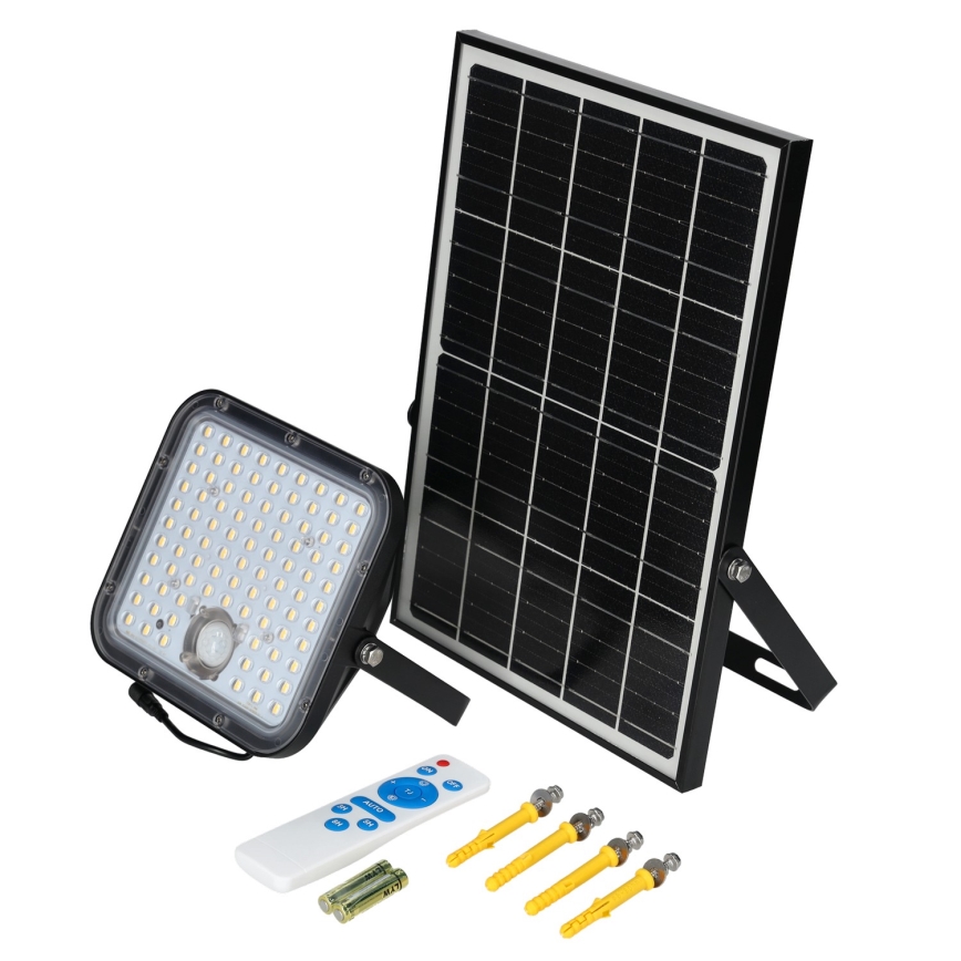 Päikesepaneeliga väliprožektor anduriga LED/30W/6,4V 4000K IP65 6000 mAh + kaugjuhtimispult