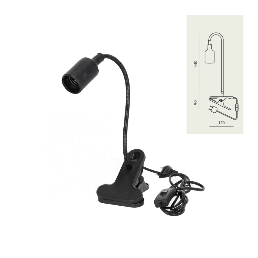 Paindlik laualamp klambriga CLIP 1xE27/30W/230V must