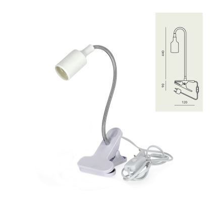Paindlik laualamp klambriga CLIP 1xE27/30W/230V valge