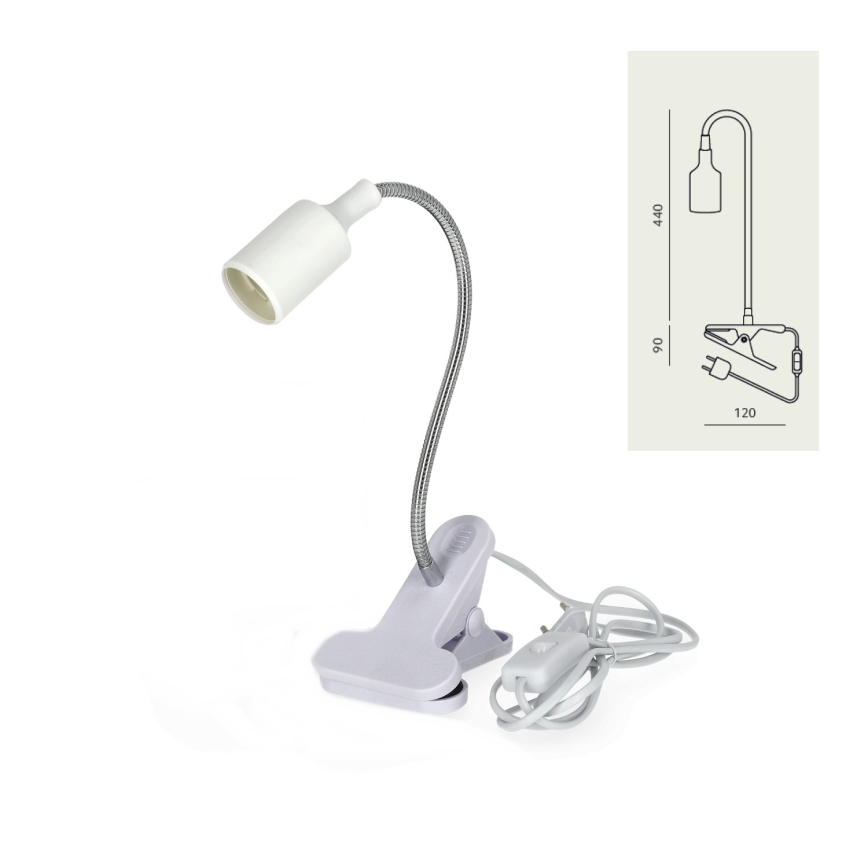 Paindlik laualamp klambriga CLIP 1xE27/30W/230V valge