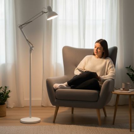 Painduv põrandalamp AURIQ 1xE27/60W/230V 184 cm valge