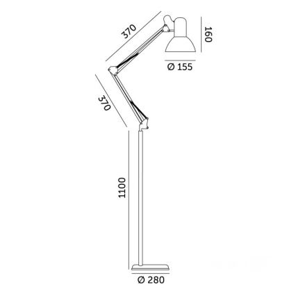 Painduv põrandalamp AURIQ 1xE27/60W/230V 184 cm valge