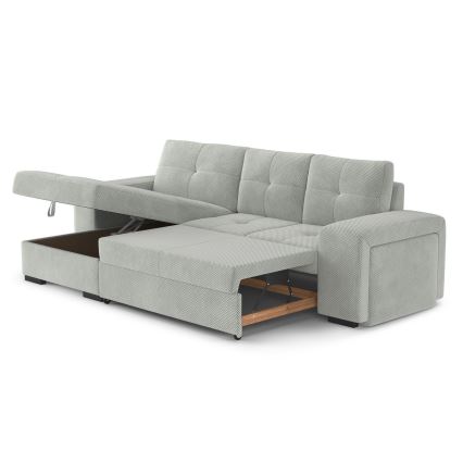 PALERMO lahtikäiv diivan hoiuruumiga ja pufiga, helehall, vasakpoolne
