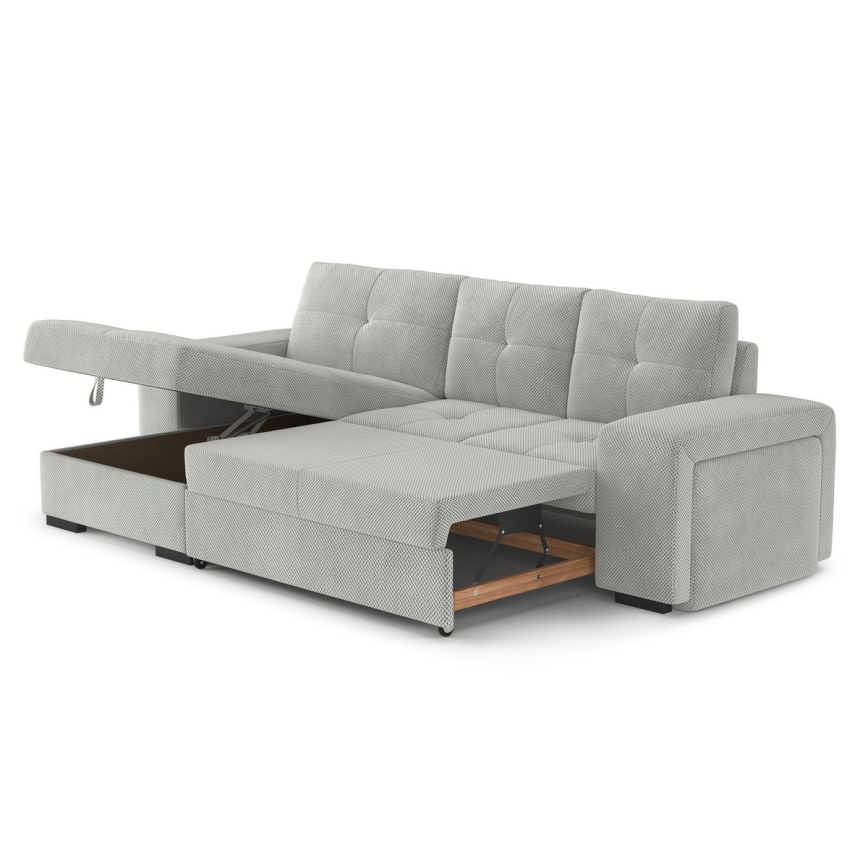 PALERMO lahtikäiv diivan hoiuruumiga ja pufiga, helehall, vasakpoolne