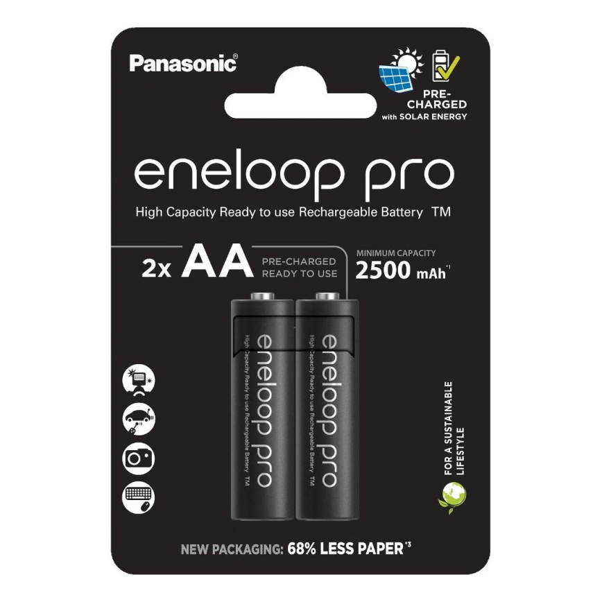 Panasonic - 2 tk Laetav patarei AA Eneloop Pro 2500 mAh