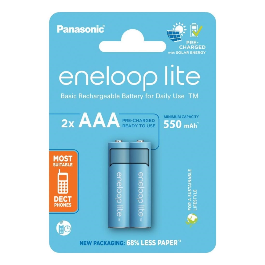 Panasonic - 2 tk Laetav patarei AAA Eneloop Lite 550 mAh