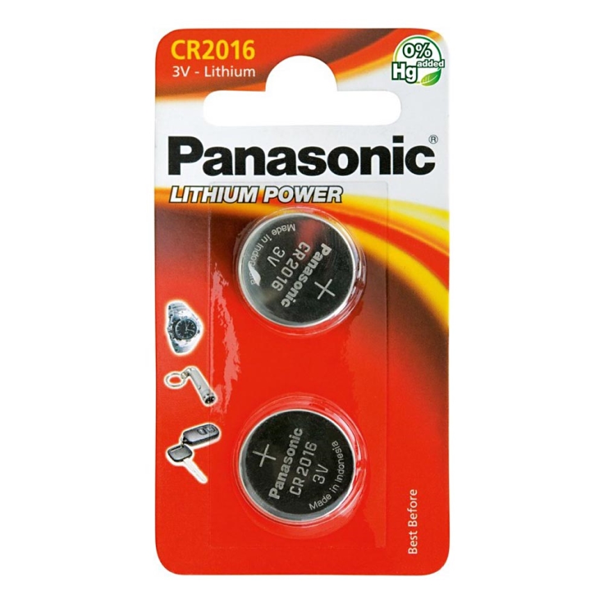 Panasonic - 2 tk Liitium nööppatarei CR2016 3V 72 mAh