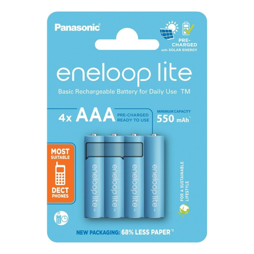Panasonic - 4 tk Laetav patarei AAA Eneloop Lite 550 mAh