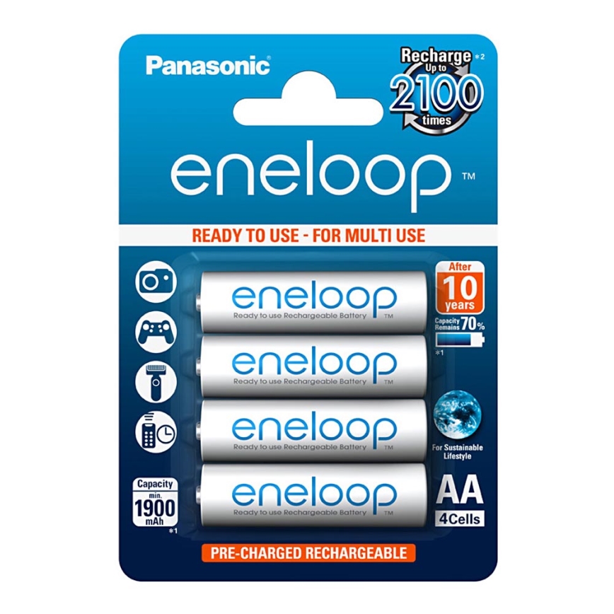 Panasonic Eneloop BK-3MCCE - 4 tk laaditavat AA Eneloop NiMH/1,2V/1900mAh akut