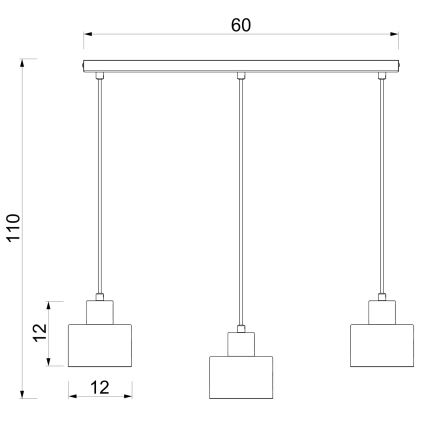 PARKLA ripplühter kaabliga 3xE27/15W/230V must