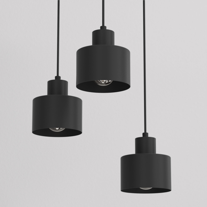 PARKLA rippvalgusti kaabliga 3xE27/15W/230V, must