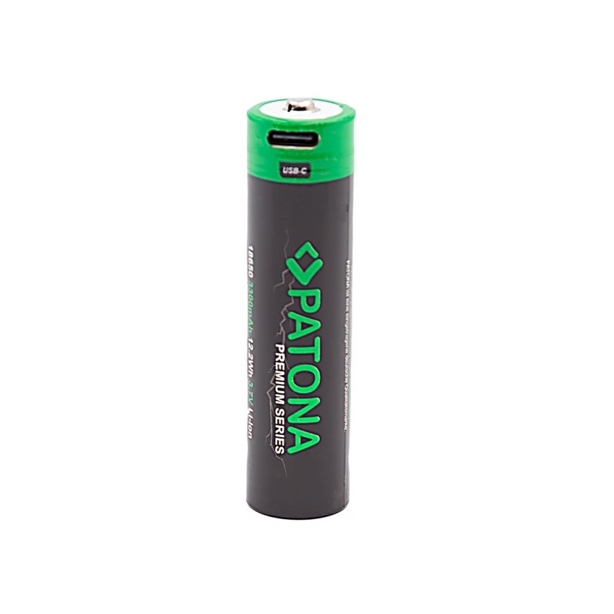PATONA - Aku 18650 Li-lon 3350mAh PREMIUM 3,7V koos USB-C laadimisega