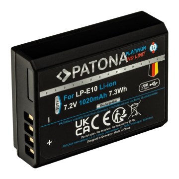 PATONA - Aku Canon LP-E10 1020mAh Li-Ion Platinum USB-C laadimisega