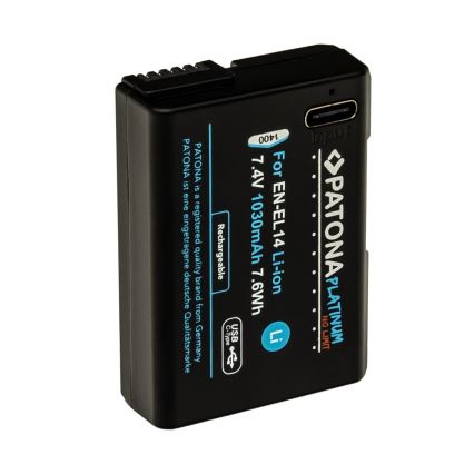 PATONA - Aku Nikon EN-EL14/EN-EL14A 1030mAh Li-Ion Platinum USB-C laadimisega