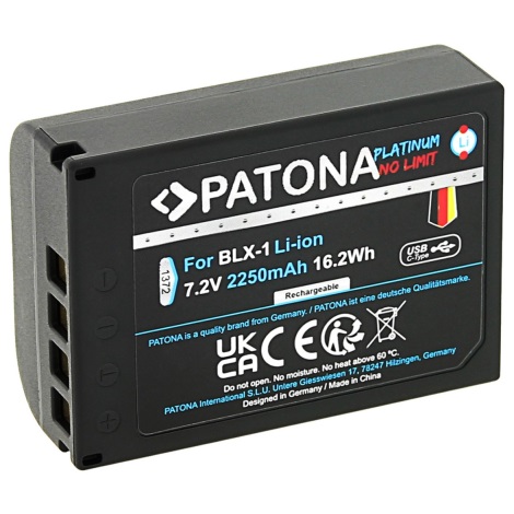 PATONA - Aku Olympus BLX-1 2400mAh Li-Ion Platinum USB-C laadimine