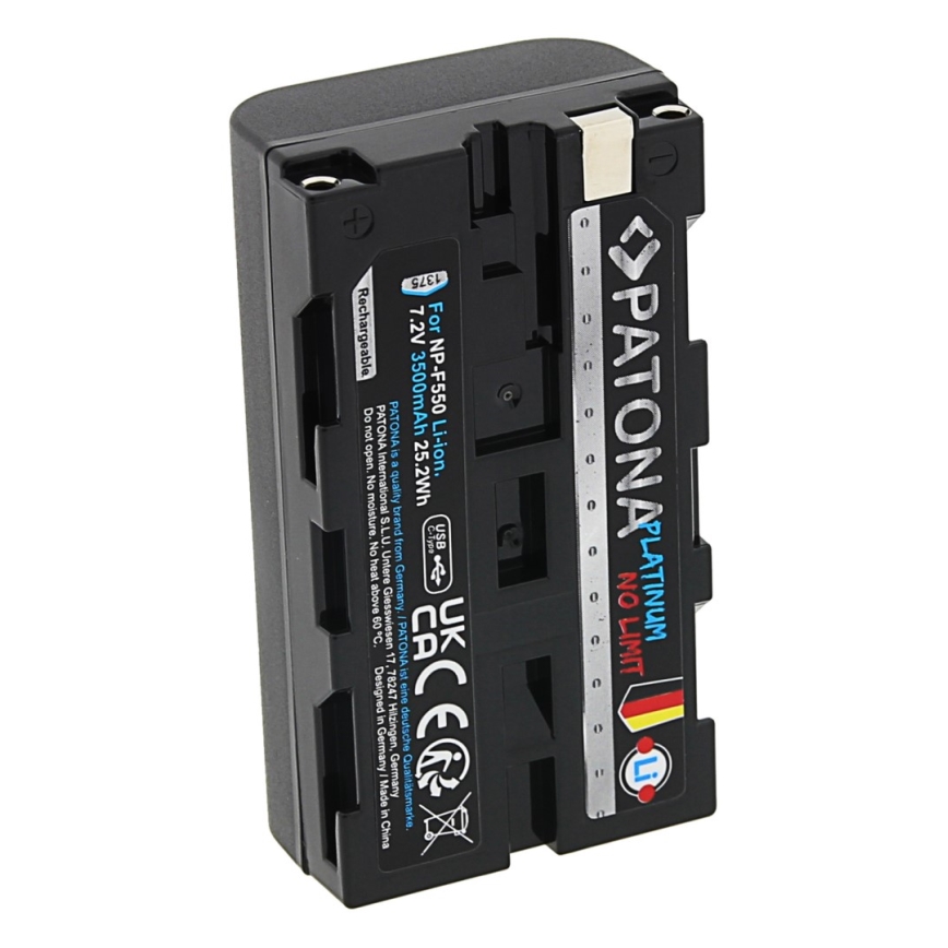 PATONA - Aku Sony NP-F550/F330/F570 3500mAh Li-Ion Platinum USB-C laadimine