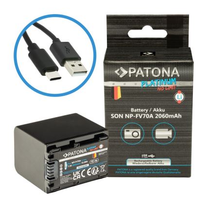 PATONA - Aku Sony NP-FV70A 2060mAh Li-Ion Platinum USB-C laadimisega