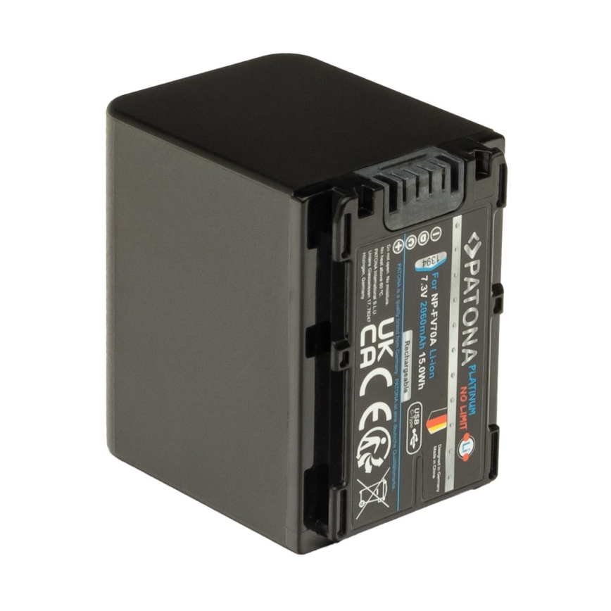PATONA - Aku Sony NP-FV70A 2060mAh Li-Ion Platinum USB-C laadimisega