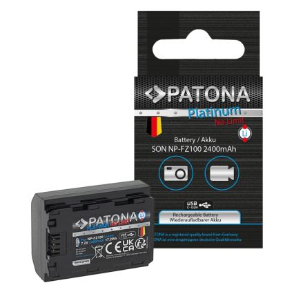 PATONA - Aku Sony NP-FZ100 2400mAh Li-Ion plaatina USB-C