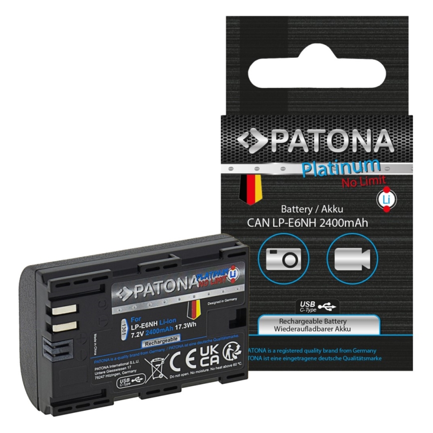 PATONA - Canon LP-E6NH 2600mAh Li-Ion Platinum USB-C akupank