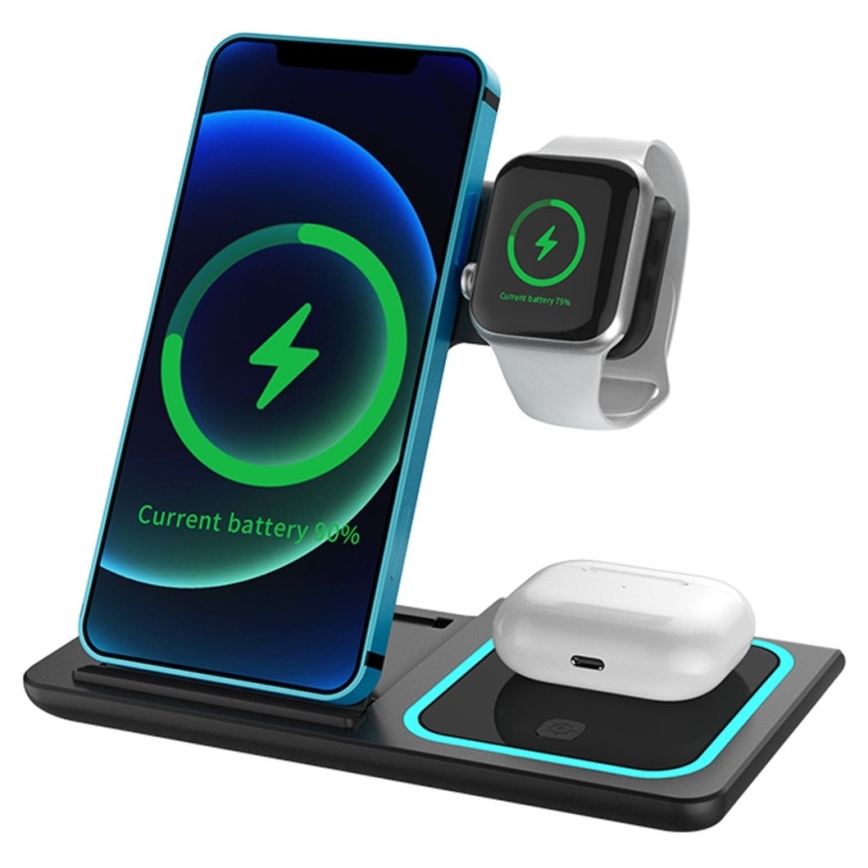 PATONA - Juhtmevaba laadija 3-ühes iPhone jaoks, must