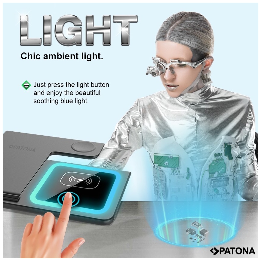 PATONA - Juhtmevaba laadija 3-ühes iPhone jaoks, must
