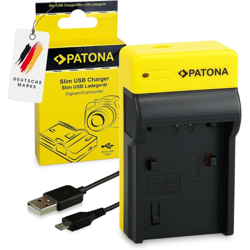 PATONA - Kaamera laadija Sony NP-FP50/NP-FH50/70 slim,USB