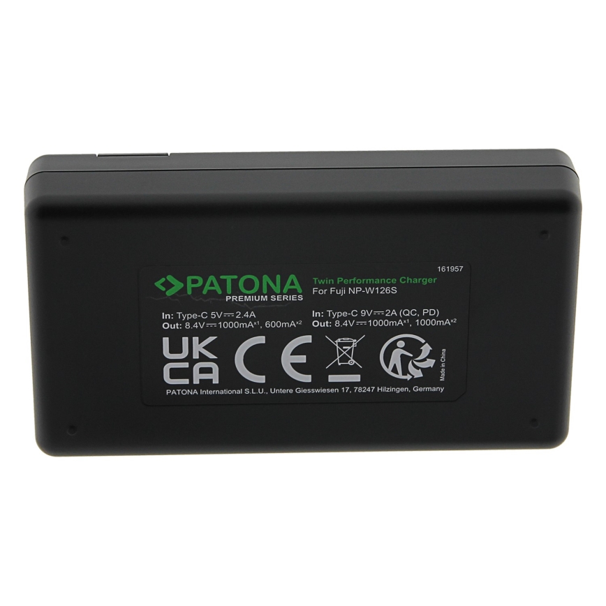 PATONA - Kiirlaadija Dual Fuji NP-W126 + kaabel USB-C 0,6m