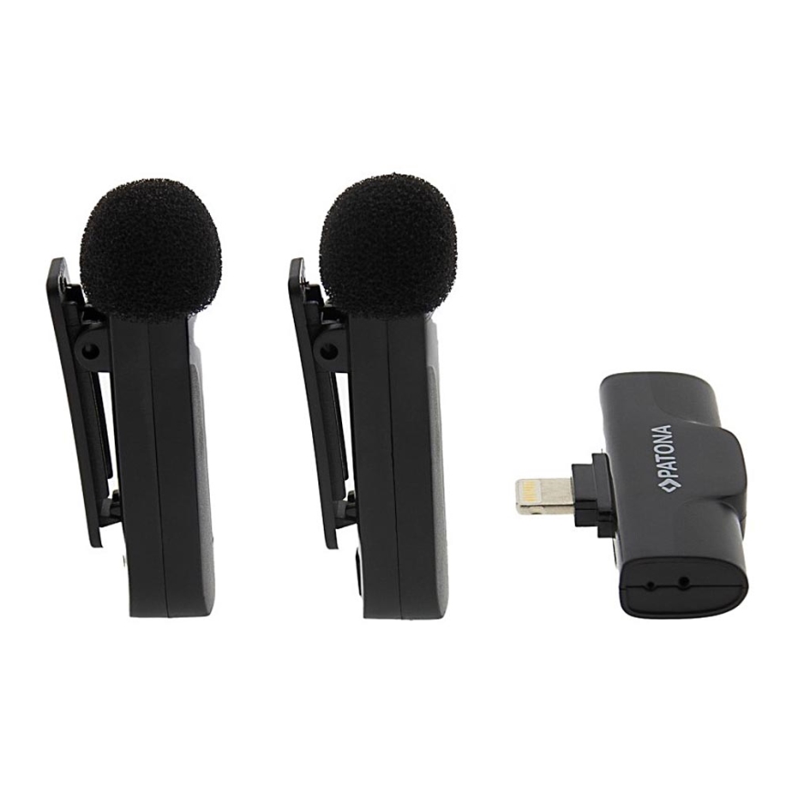 PATONA - KOMPLEKT 2x Juhtmevaba klambriga mikrofon iPhonile USB-C 5V 50 mAh