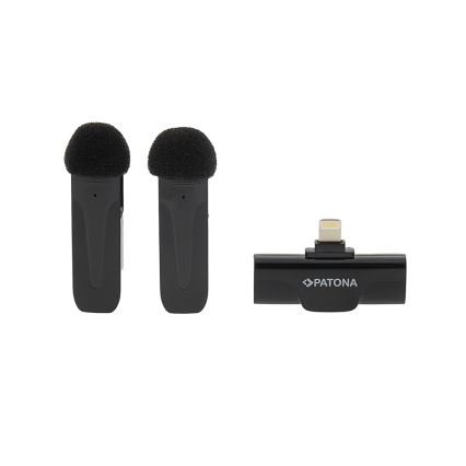 PATONA - KOMPLEKT 2x Juhtmevaba klambriga mikrofon iPhonile USB-C 5V