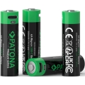 PATONA - KOMPLEKT 4x Aku AA/LR6 Li-Pol 2000mAh 1,5Vs koos USB-C laadimisega