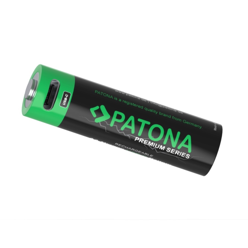 PATONA - KOMPLEKT 4x Aku AA/LR6 Li-Pol 2000mAh 1,5Vs koos USB-C laadimisega