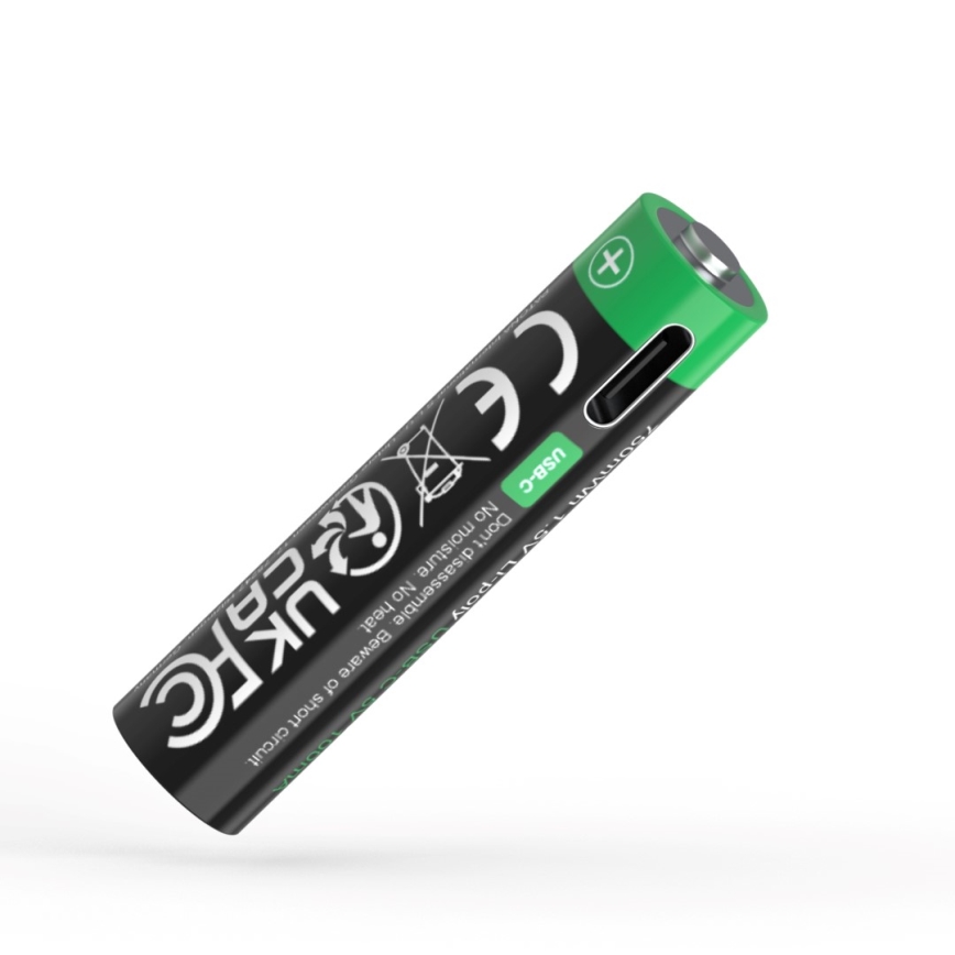 PATONA - KOMPLEKT 4x Aku AAA/LR03 Li-Pol 500mAh 1,5V koos USB-C laadimisega