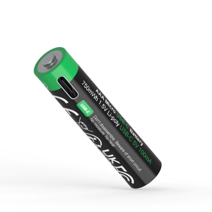 PATONA - KOMPLEKT 4x Aku AAA/LR03 Li-Pol 500mAh 1,5V koos USB-C laadimisega