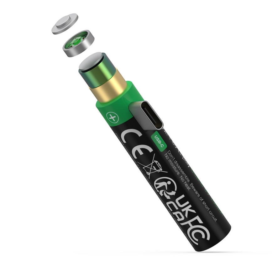 PATONA - KOMPLEKT 4x Aku AAA/LR03 Li-Pol 500mAh 1,5V koos USB-C laadimisega