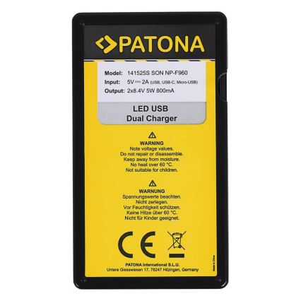 PATONA - Laadija Dual Sony NP-F970/F960/F950 USB