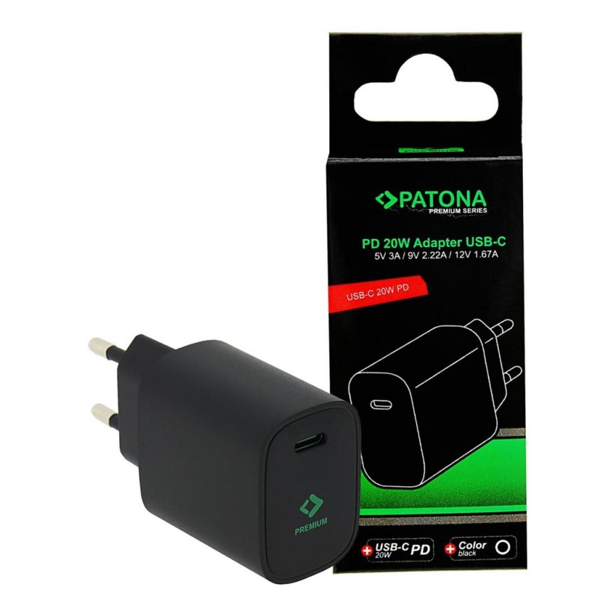 PATONA - Laadimisadapter USB-C Power delivery 20W/230V must