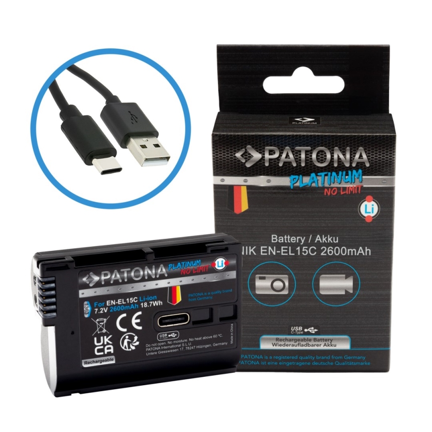 PATONA - Nikon EN-EL15C aku 2600 mAh Li-ion Platinum USB-C
