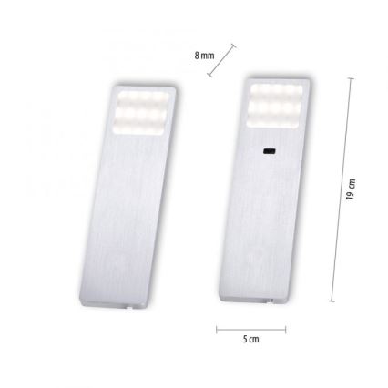 Paul Neuhaus 1120-95-2 - KOMPLEKT 2xLED Mööblivalgusti anduriga HELENA LED/2W/230V