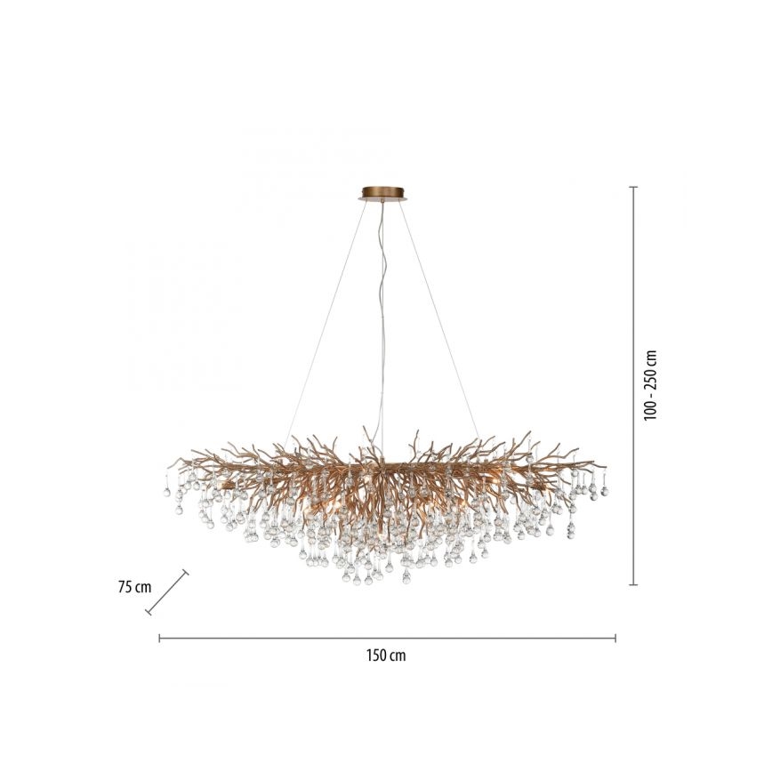 Paul Neuhaus 2031-11 - Lühter ICICLE 15xG9/40W/230V 75x150 cm messing