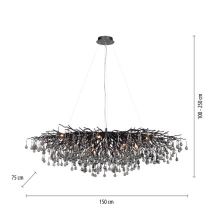 Paul Neuhaus 2031-18 - Ripplühter kaablil ICICLE 15xG9/40W/230V 75x150 cm must