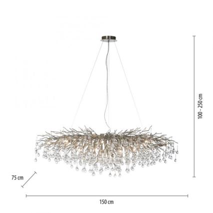 Paul Neuhaus 2031-55 - Lühter ICICLE 15xG9/40W/230V 75x150 cm läikiv kroom