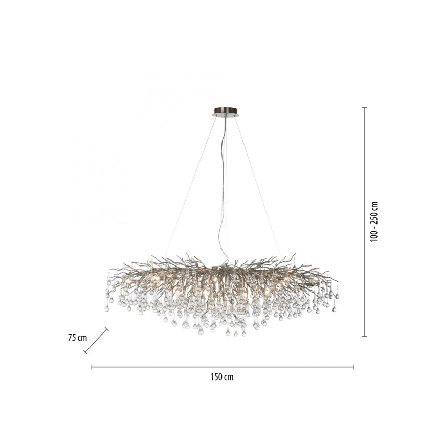 Paul Neuhaus 2031-55 - Lühter ICICLE 15xG9/40W/230V 75x150 cm läikiv kroom
