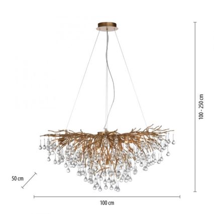 Paul Neuhaus 2192-11 - Lühter ICICLE 10xG9/40W/230V 50x100 cm messing