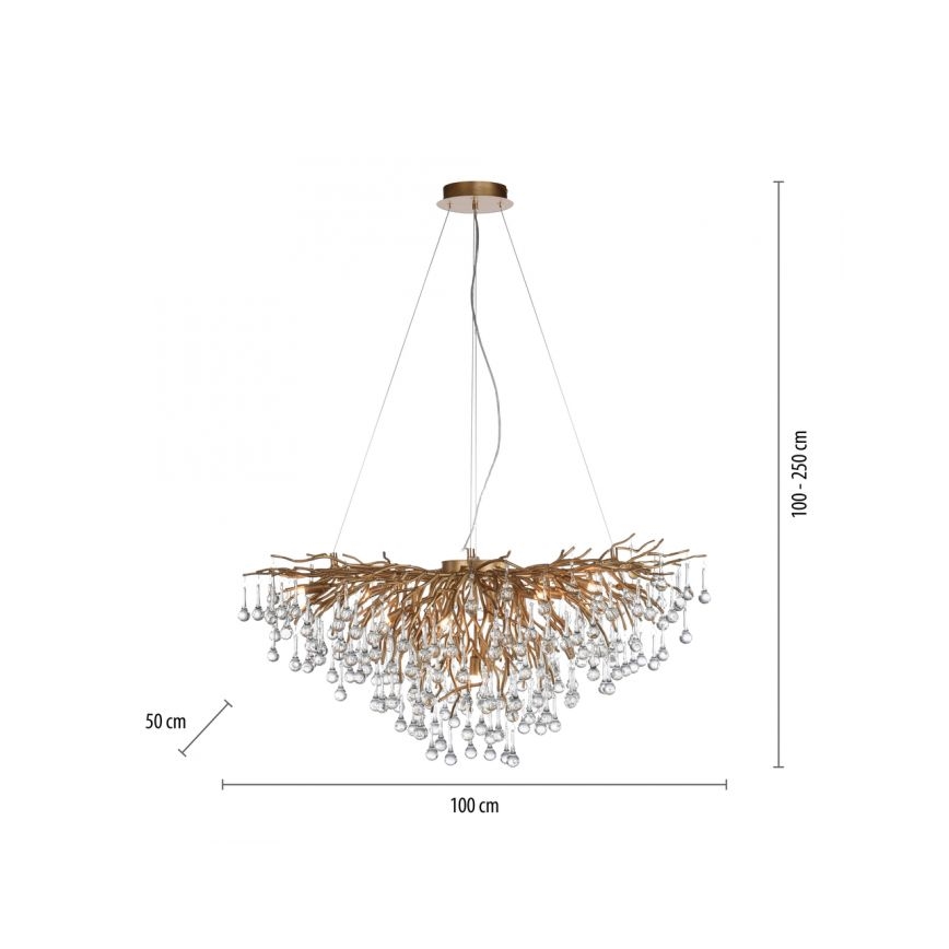 Paul Neuhaus 2192-11 - Lühter ICICLE 10xG9/40W/230V 50x100 cm messing