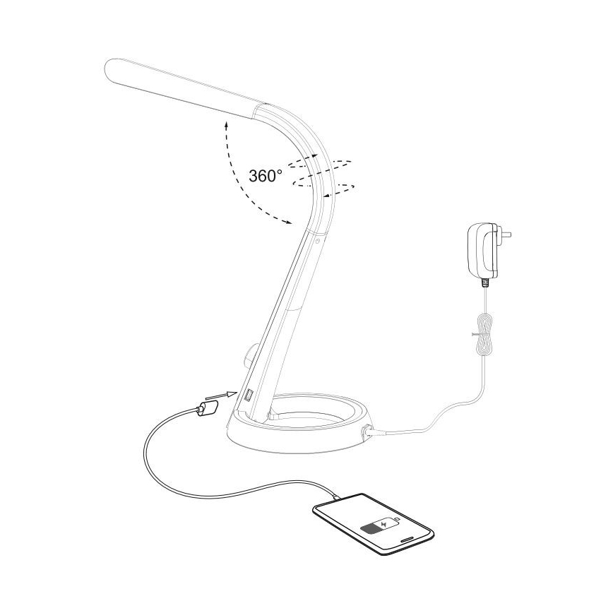 Paul Neuhaus 4591-95 - LED RGB Hämardatav laualamp BILL LED/5,7W/230V 3000-6500K USB + LED/1,6W matt kroom